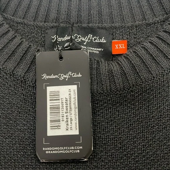 BNWT Random Golf Club sweater size XXL color black. Image of pixelated golf cart